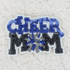 ROYAL BLUE Sequin Cheer Mom HAT/POCKET Patch, embroidered cheer mom text with snowflake design in blue, black, and silver sequins.