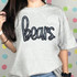 Bears Sequin Patch, a fashionable gray t-shirt with black and multicolored sequin bear patch embroidery.