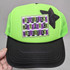 Beetlejuice Embroidered HAT/POCKET Patch, bright green and black trucker hat with embroidered Beetlejuice logo and a black star patch.