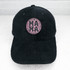 Leopard Mama FAUX Leather Patch, black corduroy cap with pink leopard print logo patch.