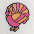Pink Preppy Turkey Embroidered HAT/POCKET Patch, colorful embroidered patch featuring a pink and orange turkey design.
