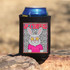 Jackrabbits Colorful Mascot DTF Heat Transfer, a vibrant sticker featuring a cartoon rabbit with star-shaped sunglasses and a pink shirt, displayed on a can holder.