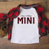Very Merry Mini Buffalo Plaid Sublimation Transfer, white T-shirt with red and black buffalo plaid pattern text design for holiday fashion.
