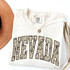 Camo States DTF Heat Transfer, camouflage pattern design on a white t-shirt with Nevada text.