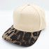 Cotton Leopard Blank Hats, various colors with beige crowns and leopard print brims.