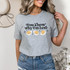 You Know Why I'm Here Deviled Eggs DTF Heat Transfer, a gray T-shirt with a humorous printed design of three deviled eggs and the text 'You Know why I'm here'.