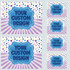 Custom DTF Transfers - INDIVIDUAL SIZES, vibrant digital print of customizable transfer sheets with blue background and purple patterned radiating lines, ideal for apparel decoration.