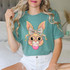 Polka Dot Bow Bunny DTF Heat Transfer, colorful bunny design with polka dot bow and glasses