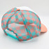 Peach, Mint, & White Checkered Foam Trucker Hat, a colorful mesh baseball cap with a checkered pattern in peach, mint green, and white, featuring a curved peach brim and adjustable blue strap.
