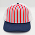 Navy & Red Stripe Structured Cotton Trucker Hat – Fully Adjustable Boutique Blank Cap