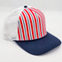Navy & Red Stripe Structured Cotton Trucker Hat – Fully Adjustable Boutique Blank Cap