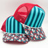 Farmhouse Chicken Print Blank Trucker Hat, colorful hat with red mesh back and chicken print brim.