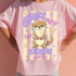 Otterly Ready Grade School DTF Heat Transfer, colorful cartoon otter with text design for children's clothing on pink t-shirt.