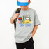 Ready To Tackle Back To School DTF Heat Transfer, a colorful design for first grade featuring a fishing theme with a fishing pole, fish, tackle box, and fishing hat on a child's grey t-shirt.