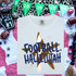 Football Hallelujah DTF Heat Transfer, white T-shirt with a star and text design.