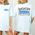 Home Sweet Home Floral State License Plate SET DTF Heat Transfer, a colorful floral Georgia license plate design on a light blue t-shirt for heat transfer DIY customization.