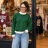 Green and White Mockneck