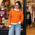 Orange and White Mockneck