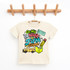 Colorful On My Way To... Back to School DTF Heat Transfer, children's T-shirt with colorful school-themed graphics and text