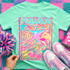 Retro Bold Mascot Variations DTF Heat Transfer, colorful design featuring stars, feathers, and eagle on a mint green T-shirt.