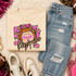 Pink Glitter Mascot - 62 teams - DTF Heat Transfer, a colorful iron-on patch featuring a cute lion with glittery pink stars and bold lettering for custom sports or team apparel.