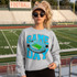 Game Day Stadium DTF Transfers | Football Spirit Color Collection, football-themed transfer design on a gray sweatshirt featuring a football stadium and the text 'Game Day'.
