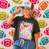 Neon Star Mascot DTF Transfers | School Spirit Mascot Collection, colorful and vibrant display of neon star mascot designs on a wall