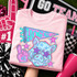 Hogs mascot DTF transfer with pennant flag and star accents in a bold pink and teal school spirit style