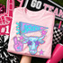 Longhorns mascot DTF transfer with longhorn steer graphic, pennant flag, and star sunglasses in a bold pink and blue pop-art style