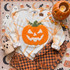 Fluffy Jack O’ Lantern Patch, Halloween heat press patch featuring a fluffy orange pumpkin with a classic carved face and green vine on white sweatshirt with orange tie-dye accents.