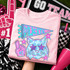 Wildcats mascot DTF transfer with star-print wildcat face and pennant flag in a blue and pink school spirit style