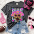 Wildcats mascot DTF transfer featuring a wildcat head in pink star sunglasses with colorful bubble lettering in a hand-painted school spirit style