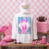 Loud & Proud cavalier mascot DTF transfer in pink and blue retro varsity style