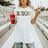 Bison mascot DTF transfer with marquee-style lettering featuring cheetah print and gold bulb accents