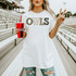 Owls mascot DTF transfer with marquee-style lettering featuring cheetah print and gold bulb accents
