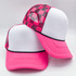 Hot Pink & Black Checkered Foam Trucker Hat, pink and black checkered foam trucker hat with pink visor and white front panel.