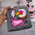 Hawks mascot DTF transfer with hawk head wearing a pink star over one eye in retro pink out style