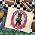 Mustangs mascot DTF transfer featuring an illustrated horse in an SMU jersey and star sunglasses, framed by a pink and gold star medallion, for school spirit and game day shirts