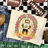 Idalou Wildcats mascot DTF transfer featuring a wildcat mascot in a football jersey inside a pink and gold star-studded frame with "Wildcats" script lettering