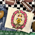 Yellow Jackets mascot DTF transfer featuring a bee character with star sunglasses in a pink and gold star-framed oval, hand-painted school spirit style