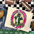 Dragons mascot DTF transfer featuring a dragon wearing star sunglasses in a pink and gold glitter-style frame with stars, designed for school spirit game day shirts