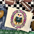 Eagles mascot DTF transfer featuring an eagle character in star sunglasses and jersey inside a pink and gold star-studded frame with "Eagles" script lettering