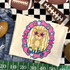 Cubs mascot DTF transfer with bear cub in star sunglasses inside a pink and gold star-studded frame, hand-painted school spirit style