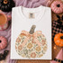 Floral Pumpkin with Gingham Bow DTF Transfer | Boutique Fall Design
