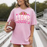 Lions Pink Out football mascot DTF transfer with pink awareness ribbon football and stars