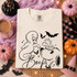 Casper-style ghost nose-booping a yellow bird perched on a cartoon dog with Boop script and bats, outline Halloween DTF transfer on cream shirt
