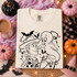 Casper-style ghost nose-booping a cartoon cowboy character with Boop script, bats and parachuting figures, outline Halloween DTF transfer on cream shirt