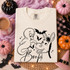 Casper-style ghost nose-booping a cartoon donkey character with Boop script and bats, outline Halloween DTF transfer on cream shirt