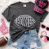 Hokies mascot DTF transfer with football outline design in white lettering on a dark t-shirt, school spirit game day style