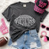 Vikings mascot DTF transfer with football outline design in white lettering for game day school spirit shirts